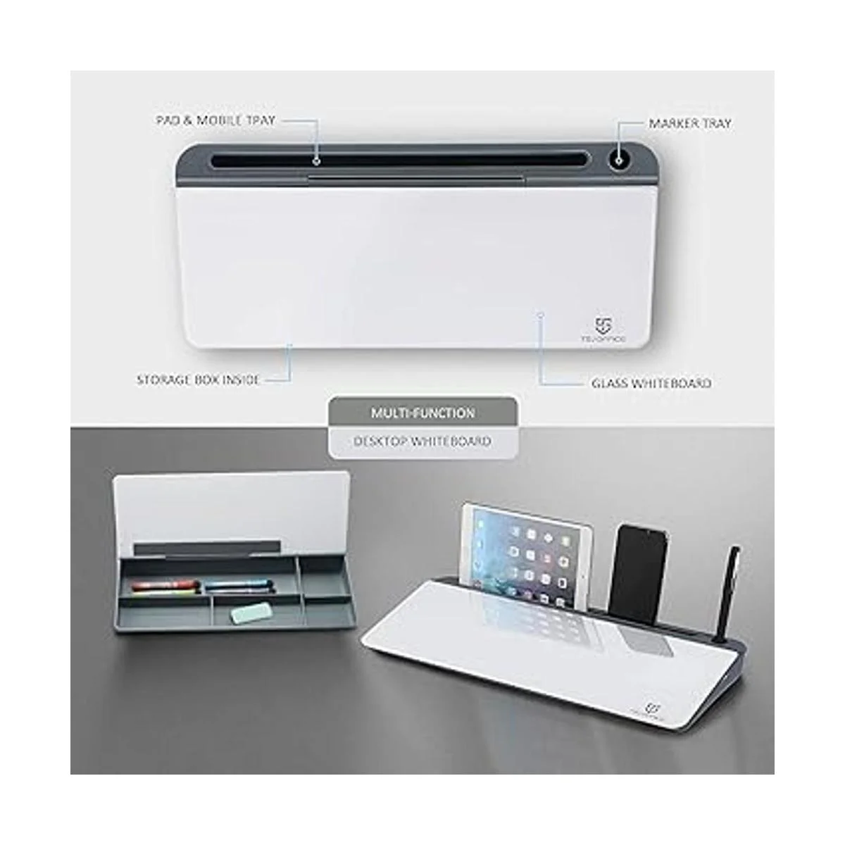 Pizarra blanca de vidrio de escritorio pequeña pizarra de_2