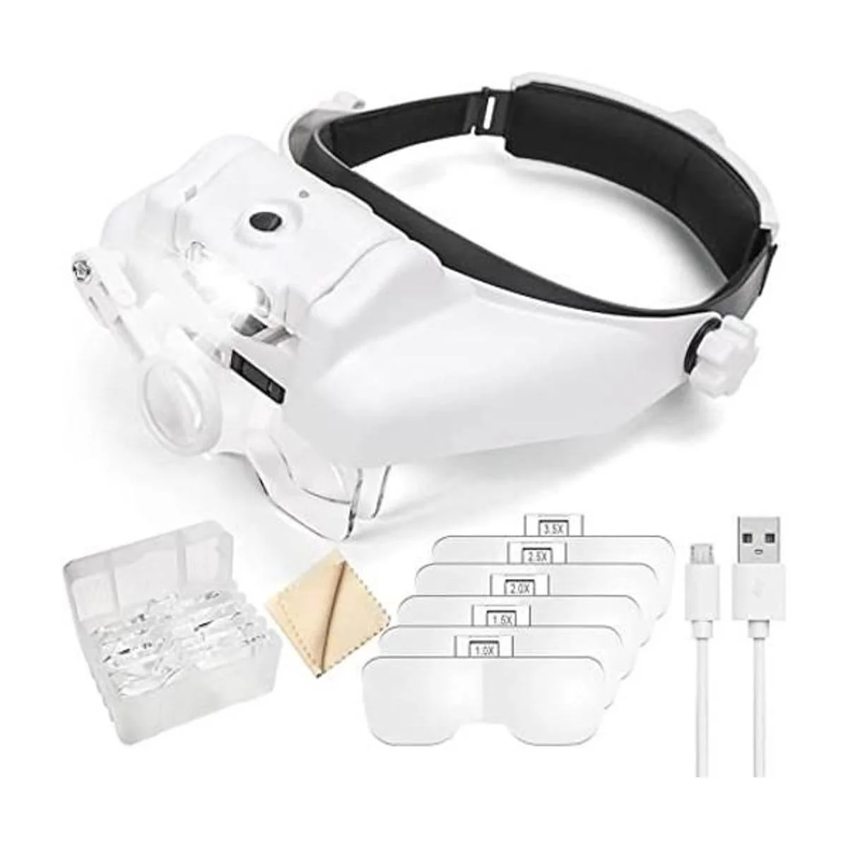 Dilzekui Lupa de montaje en la cabeza con luz LED lupa de_1
