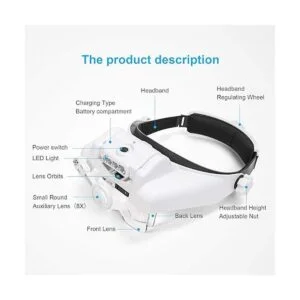 Dilzekui Lupa de montaje en la cabeza con luz LED lupa de_4
