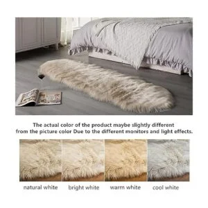 Arbosofe Alfombra de piel sintética de oveja beige_4