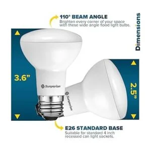 Sunperian Juego de 6 bombillas LED BR20 6 W 50 W 3000_4