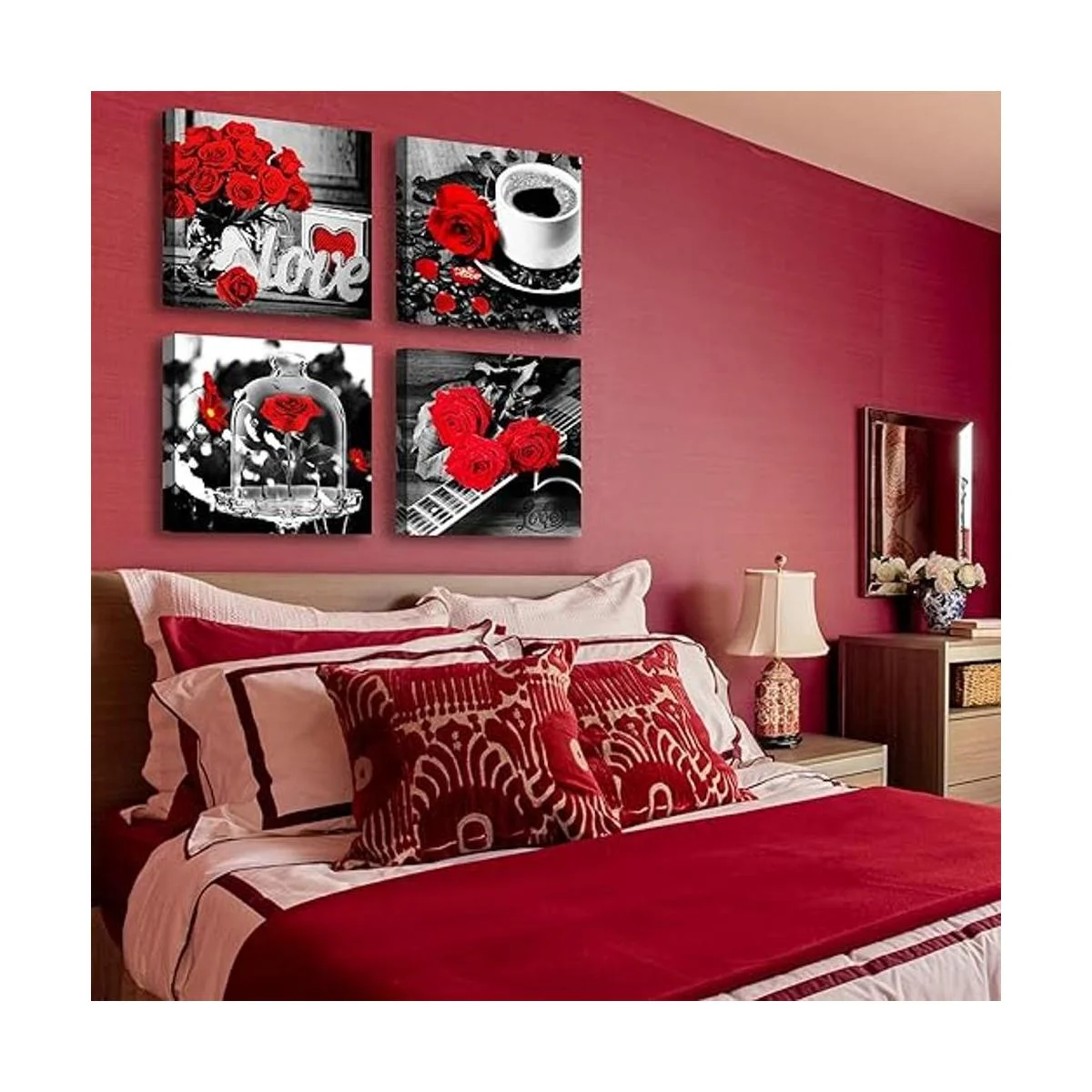 Decoración de baño arte de pared de rosa accesorios de_5