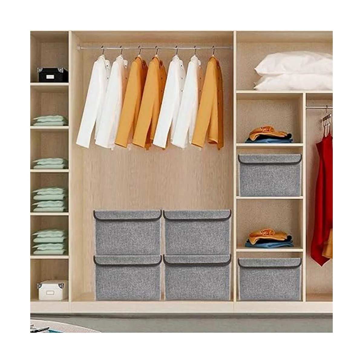 Bagnizer Cesta organizadora plegable de tela de lino con_6