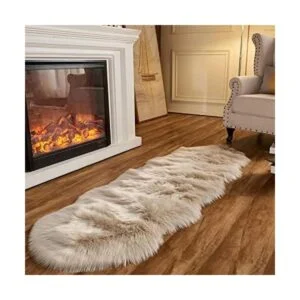 Arbosofe Alfombra de piel sintética de oveja beige_1