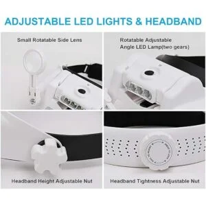 Dilzekui Lupa de montaje en la cabeza con luz LED lupa de_5