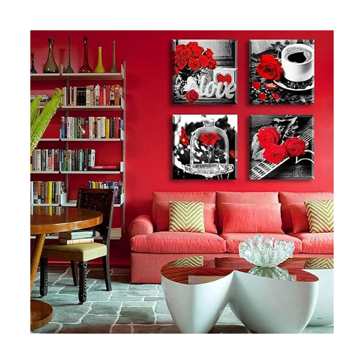 Decoración de baño arte de pared de rosa accesorios de_3
