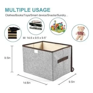 Bagnizer Cesta organizadora plegable de tela de lino con_2