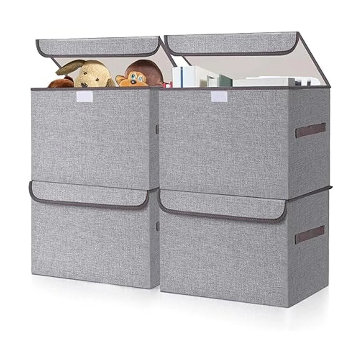 Bagnizer Cesta organizadora plegable de tela de lino con_1