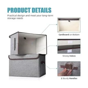 Bagnizer Cesta organizadora plegable de tela de lino con_5