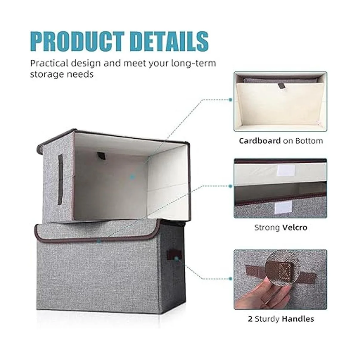 Bagnizer Cesta organizadora plegable de tela de lino con_5