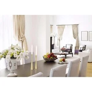 Vixdonos Portavelas de metal dorado de latón juego de 2_4