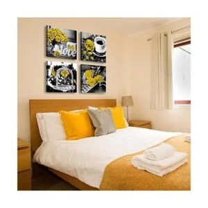 DJSYLIFE Decoración de rosas amarillas para sala de estar_5