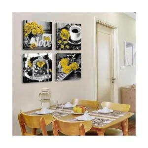 DJSYLIFE Decoración de rosas amarillas para sala de estar_4