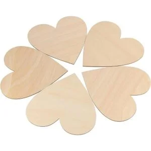 FUNSUEI 30 rebanadas de corazón de madera natural de 8_5