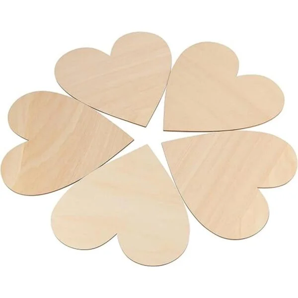 FUNSUEI 30 rebanadas de corazón de madera natural de 8_5