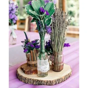 Pllieay Paquete de 8 rebanadas redondas de madera rústica_5