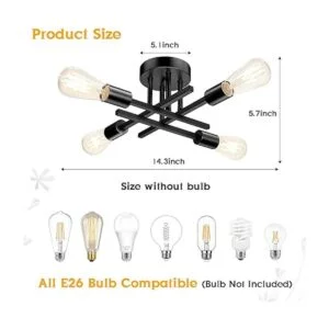 Lámpara de techo semiempotrada color negro mate moderna_3