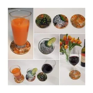 Juego de posavasos de cerámica 12 posavasos redondos de_6