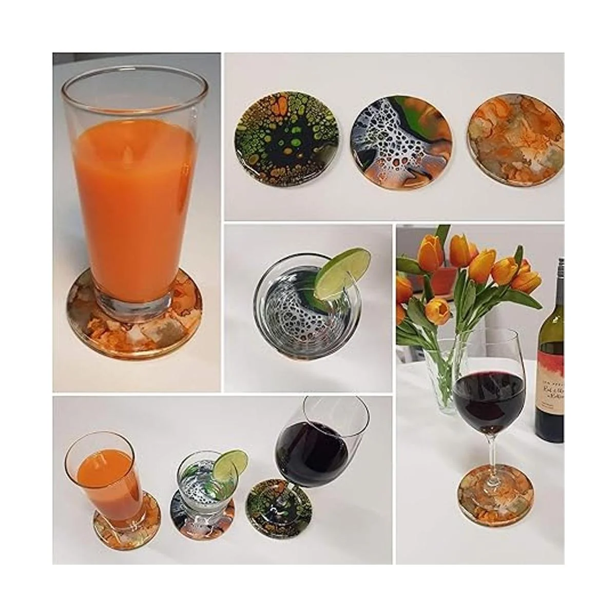 Juego de posavasos de cerámica 12 posavasos redondos de_6