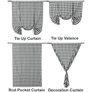 Paquete de 2 cortinas con lazo a cuadros de búfalo estilo_3