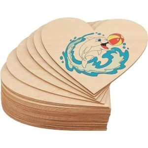 FUNSUEI 30 rebanadas de corazón de madera natural de 8_6