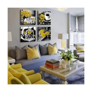 DJSYLIFE Decoración de rosas amarillas para sala de estar_2