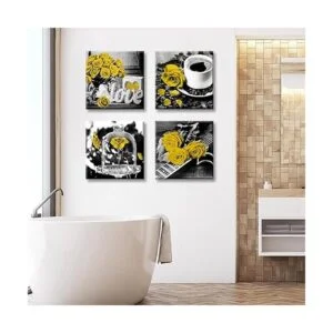 DJSYLIFE Decoración de rosas amarillas para sala de estar_6