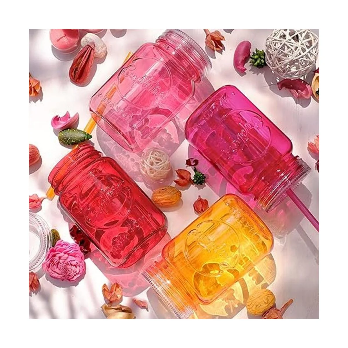 Cupture Tazas de vaso de acrílico con tapas y pajitas 20_2