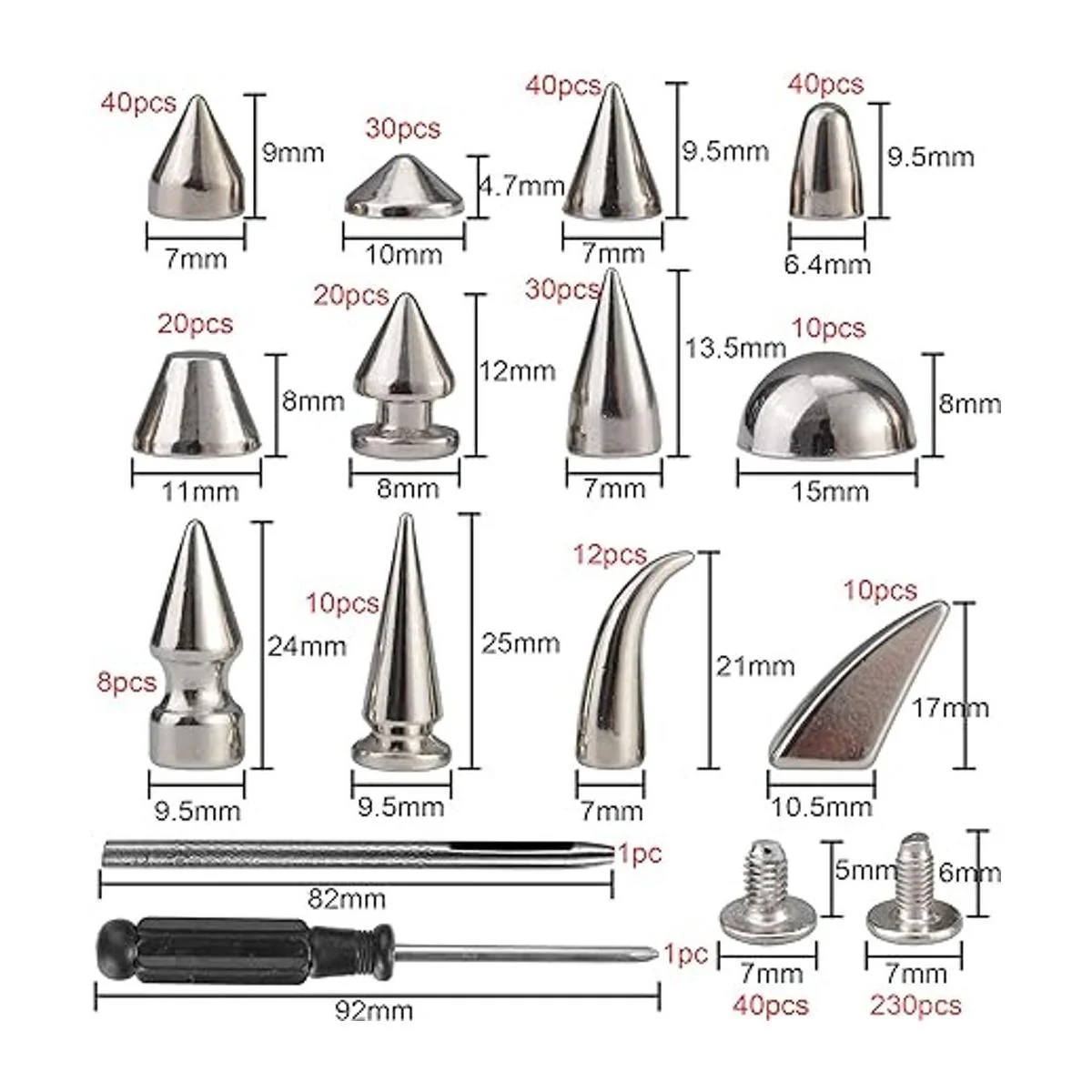 YORANYO Juego de 270 puntas y tachuelas de forma mixta de_2