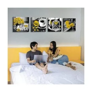 DJSYLIFE Decoración de rosas amarillas para sala de estar_3