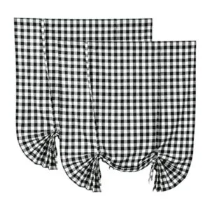 Paquete de 2 cortinas con lazo a cuadros de búfalo estilo_1