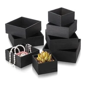 8 cajas de madera rústicas de color negro de 7 pulgadas 6_1