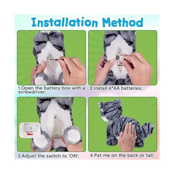 Patrón de gato robótico gris para niños juguete de gato_5