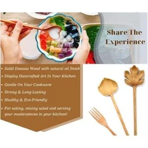 Juego de cucharas y tenedores de madera natural juego de_3