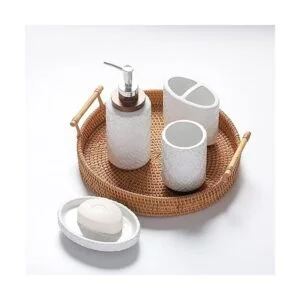 RQYIXI Juego de accesorios de baño de cerámica en relieve_5