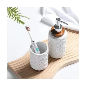 RQYIXI Juego de accesorios de baño de cerámica en relieve_4