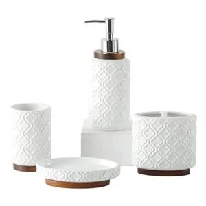 RQYIXI Juego de accesorios de baño de cerámica en relieve_1