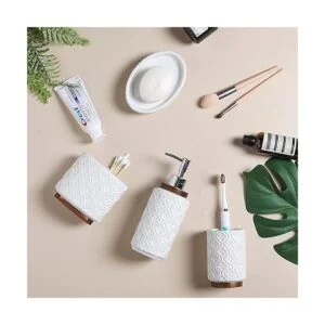 RQYIXI Juego de accesorios de baño de cerámica en relieve_3