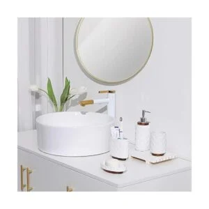 RQYIXI Juego de accesorios de baño de cerámica en relieve_7