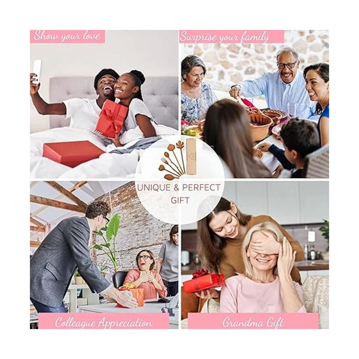 Juego de cucharas y tenedores de madera natural juego de_6