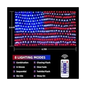 MZD8391 Luces solares de bandera estadounidense Enchufe y_5