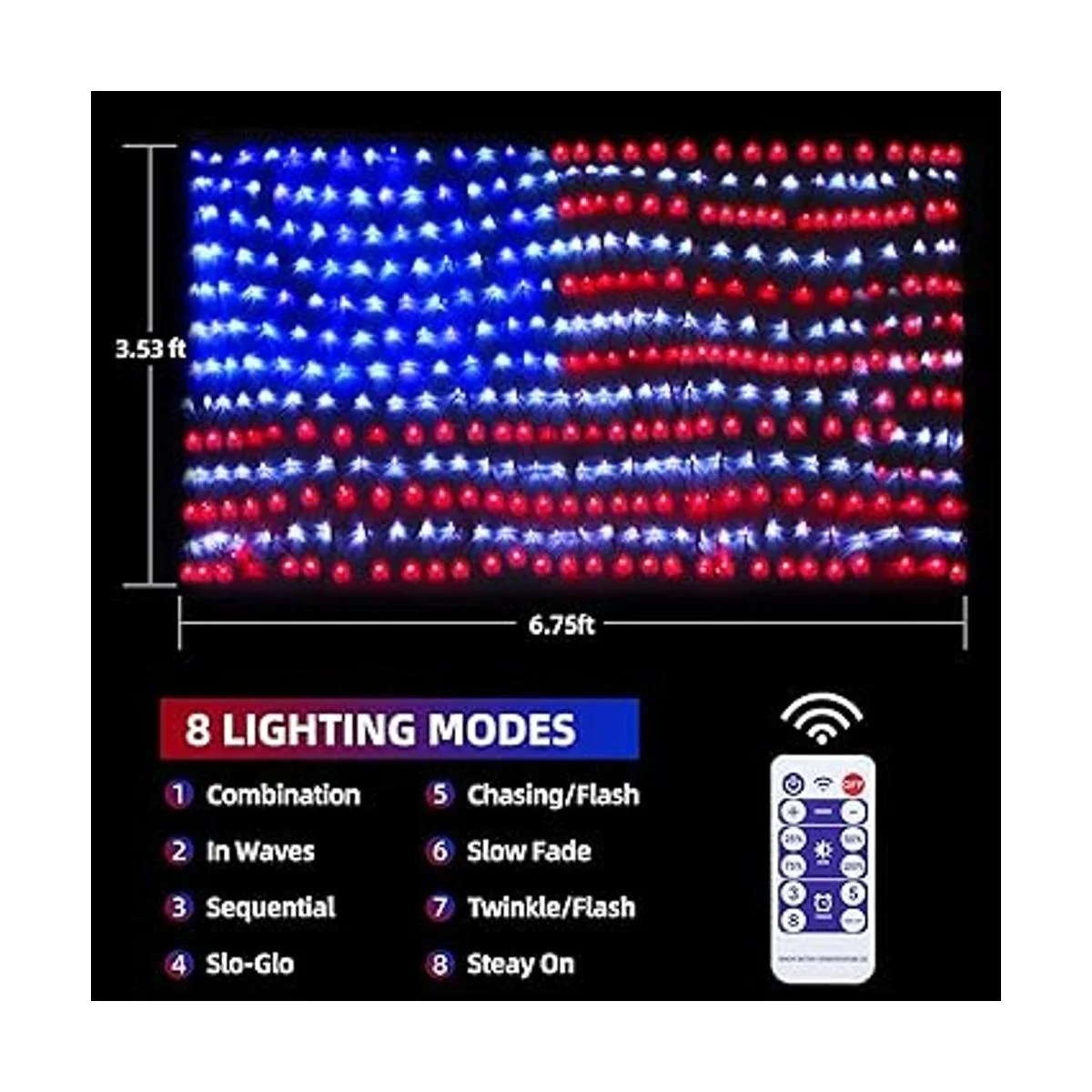MZD8391 Luces solares de bandera estadounidense Enchufe y_5