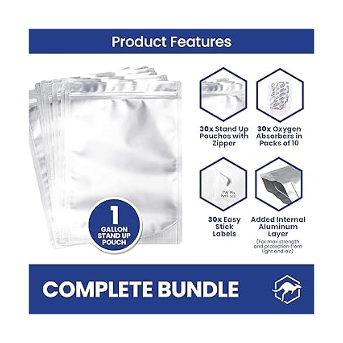 Wallaby Bolsa de Mylar de 30 x 1 galón de 7.5 mil para_2