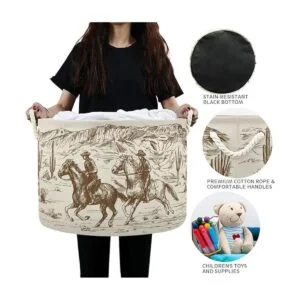 WELLDAY Cesta de cuerda de algodón cesta de lavandería_6