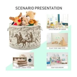 WELLDAY Cesta de cuerda de algodón cesta de lavandería_4