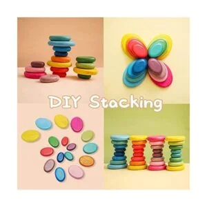 Juego de 16 piedras de madera apilables juego de_2