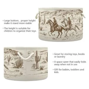 WELLDAY Cesta de cuerda de algodón cesta de lavandería_3