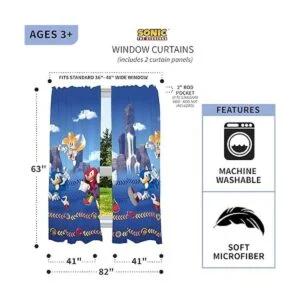 Sonic The Hedgehog Juego de cortinas para ventana de_4