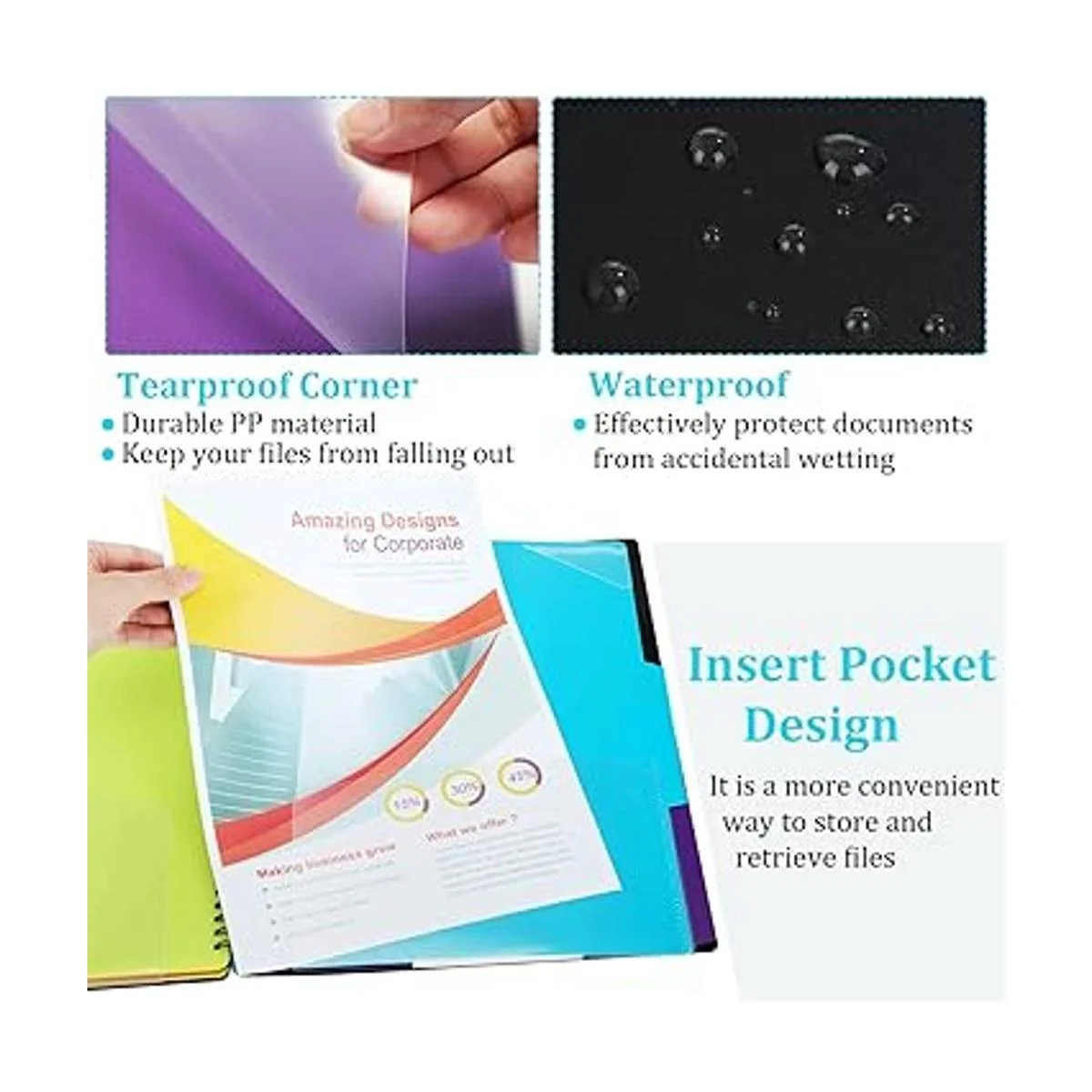 Paquete de 3 organizadores de proyectos de polietileno de_2