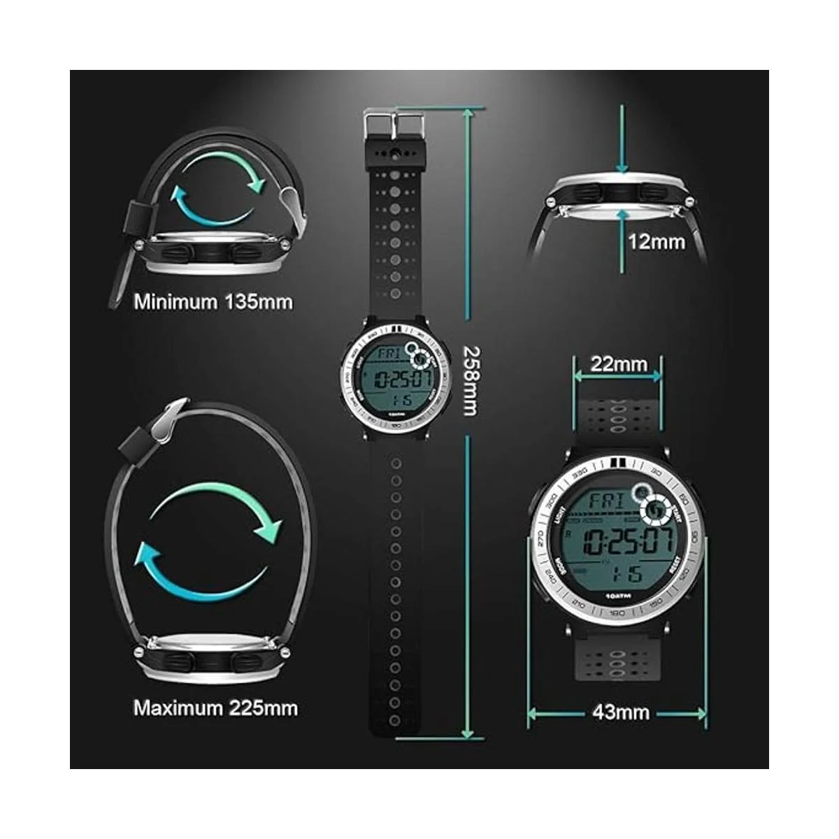 Reloj para hombre podómetro subacuático 10 ATM_6